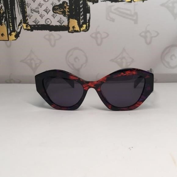 New Authentic Prada PR07YSF Women’s Sunglasses – Abstract Orange Frame / Violet - Picture 1 of 11